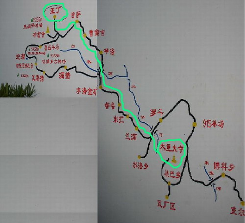 借用的图片,我们不是从木里大寺出发的,是从东拉村出发的.