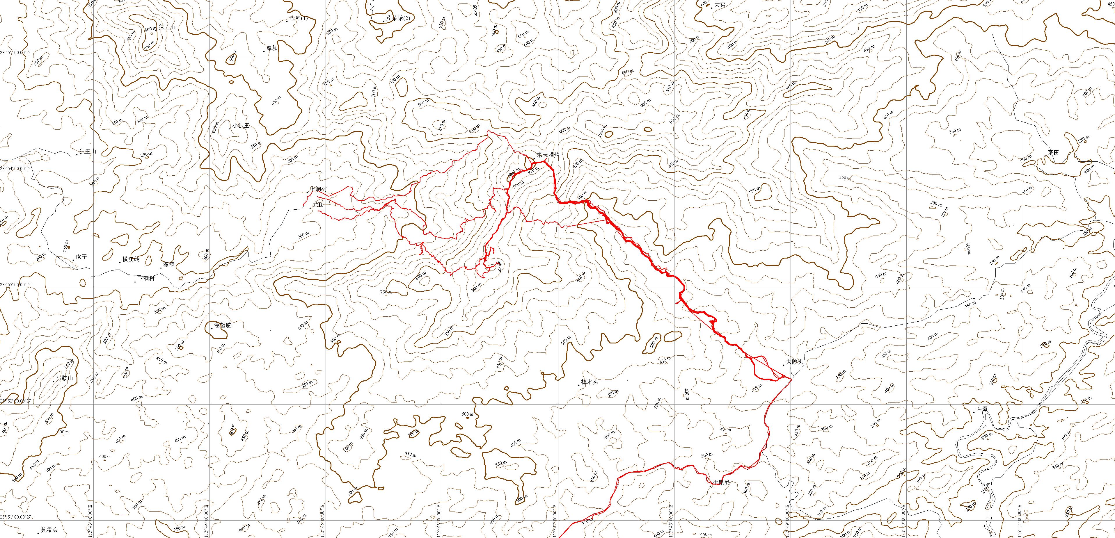 03 深圳周边山野等高线地图&gps轨迹