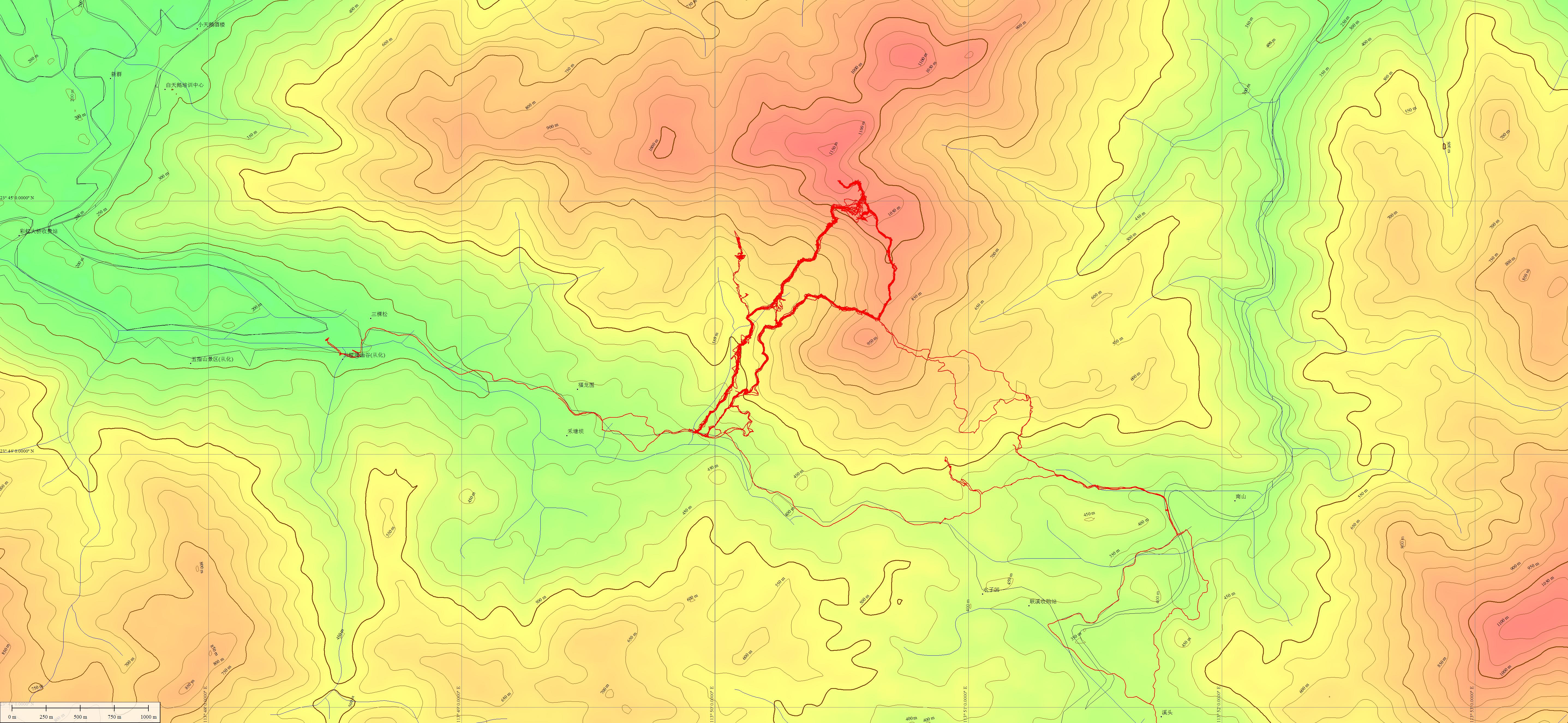 03 深圳周边山野等高线地图&gps轨迹