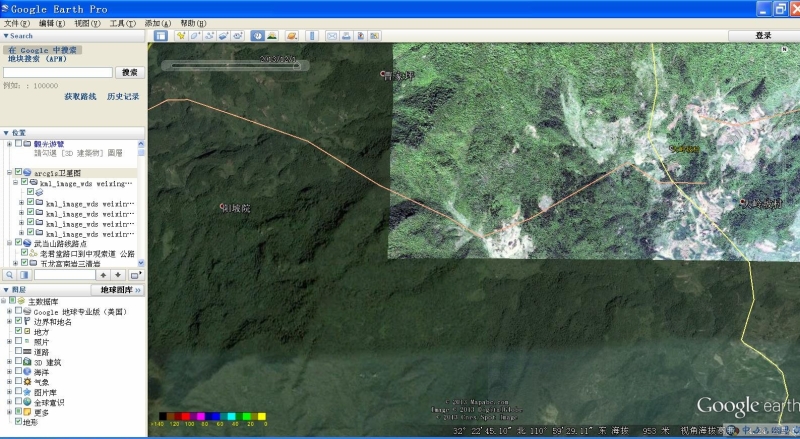 用电脑的谷歌地球添加不同的卫星地图或地图图像叠加层图片